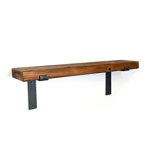 Maryvonne Oak Bracket Shelf with Reclaimed Wood Walnut / 24cm H x 20cm W x 17.5cm D