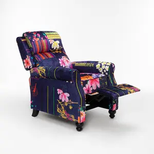 Fabric Purple Patchwork Mary Manual Recliner Chair