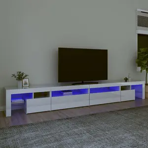 Berkfield TV Cabinet with LED Lights High Gloss White 290x36.5x40 cm