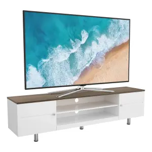 AVF Whitesands 1.9m TV Stand (Satin White & Wood)