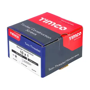 TIMCO Twin-Threaded Round Head Black Woodscrews - 10 x 1 (200pcs)