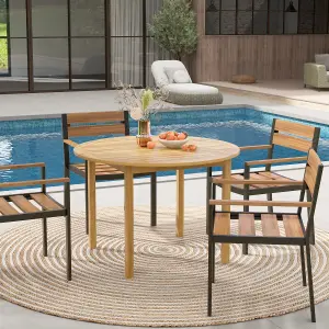 Costway Round Outdoor Dining Table Acacia Wood 4-Person Large Dining Table