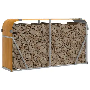 Log Holder Light Brown 180x45x100 cm Galvanised Steel