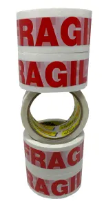 6 Pack of Fragile Stikky Tape - 50mm x 66m