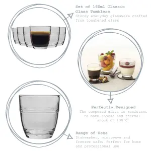 Duralex - Gigogne Glass Tumblers - 160ml Drinking Glasses for Water, Juice - Pack of 6