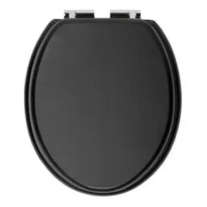 Heritage Toilet Seat Soft Close Chrome Hinge Black TSBLA101SC