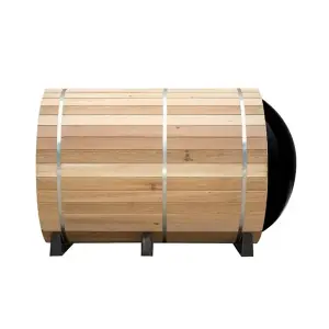 Fonteyn Panorama Barrel Sauna 2400 Outdoor Sauna with Rustic Hemlock Wood Suitable for up to 6 People