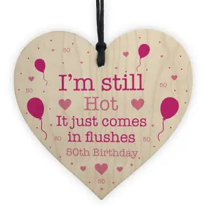 FUNNY 50th Birthday Gift Wooden Heart Funny Birthday Gift For Her Mum Auntie