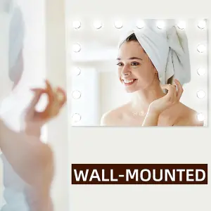 Matteo Ergonomic Hollywood Vanity Mirror 15 Dimmable LED Foldable Touch Control Wall-Mounted Rectangular 58x46cm MT005846BUADP