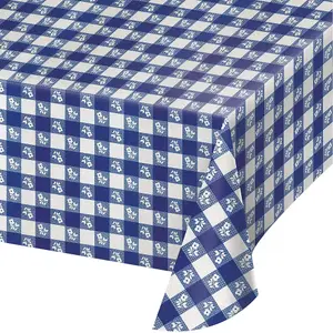 Creative Party Plastic Checked Party Table Cover Blue (One Size)