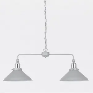 First Choice Lighting Maxwell Flint Grey Chrome 2 Light Bar Ceiling Pendant Light