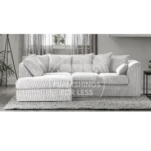 Luxor Jumbo Cord 4 Seater Corner sofa Silver Left Hand Facing