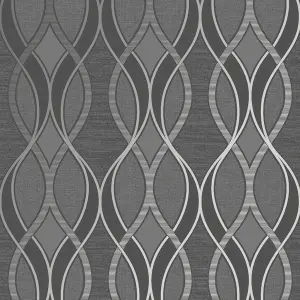 Sublime Ribbon geo Silver Smooth Wallpaper Sample