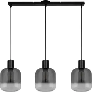 GoodHome Shepton Traditional Matt Black Smoked effect 3 Lamp Pendant ceiling light