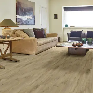 Beige Modern Wood Effect Anti-Slip Vinyl Flooring for Home, Shops, Offices, 3.0mm Thick Vinyl Sheet-4m(13'1") X 4m(13'1")-16m²