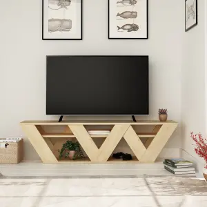 Decortie Ralla Modern TV Unit Multimedia Centre Oak with Shelves 158cm