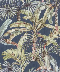 Rasch Florentine Tropical Palms Cobalt Blue and Green Wallpaper