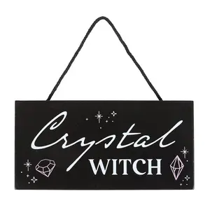 Something Different Crystal Witch Hanging Sign Black/White (One Size)