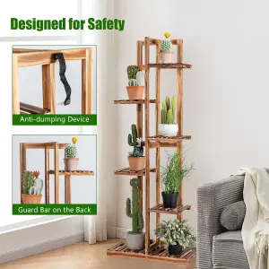 Costway 6 Tier Flower Stand Wooden Vertical Potted Plant Rack Home Garden Freestanding Display Shelf