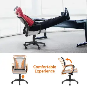 Yaheetech Ergonomic Mesh Office Chair with Mid-Back 360 Degree Rolling Casters Height Adjustable - Light Grey