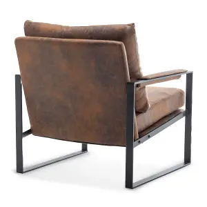 Faux Leather Suede Brown Graziana Accent Chair