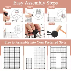 Costway 12 Cube Storage Shelf Rack DIY Wire Grid Bookcase Display Cabinet Organiser