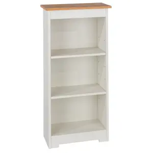 Soft white, low narrow bookcase - Colorado