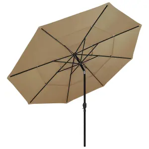 Berkfield 3-Tier Parasol with Aluminium Pole Taupe 3.5 m