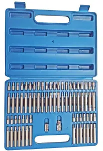 TOOLZONE 74PC CRV HEX/STAR/SPLINE/RIBE BIT SET