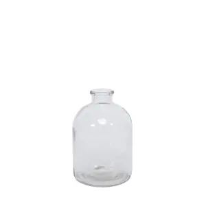 Clear Glass Castile Decorative Bottle, Vase for Stem Displays, Table Centrepieces. (H17 cm)