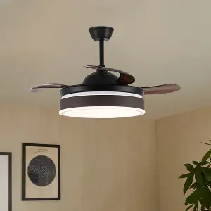 Brown 3 Blade Dimmable Ceiling Fan Light with Remote Control 42 Inch