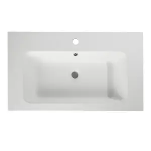 GoodHome Duala Matt White Rectangular Wall-mounted Basin (W)80cm