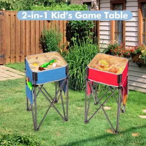 Costway 2PCS Portable Folding Picnic Camping Table W/ Large Storage Sink & Bag