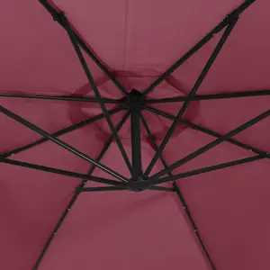 Berkfield Cantilever Umbrella with LED Lights and Steel Pole Wine Red