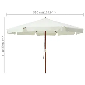 Berkfield Outdoor Parasol with Wooden Pole 330 cm Sand White