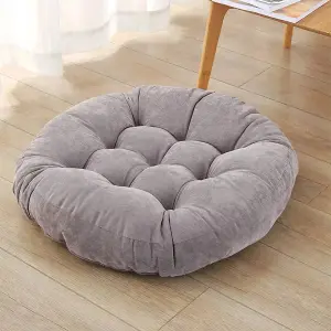 Grey 50cm Corduroy Tatami Round Seat Cushion Seat Pad