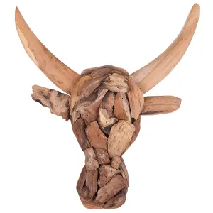 Wall Figurine BULL HEAD Light Wood