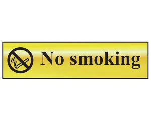 Stylish Scan No Smoking Sign in Polished Brass Effect - 200 x 50mm