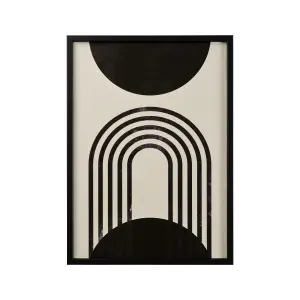 Reflex Abstract lined arch & black shapes Multicolour Framed print (H)73cm x (W)53cm