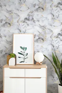 Arthouse Bahia Marble Mono Gold Wallpaper