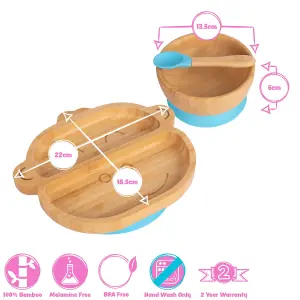 Tiny Dining - Children's Bamboo Suction Monkey Dinner Set - Pink