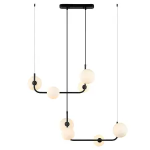 Luminosa Modern Hanging Pendant Black 8 Light  with White Shade, G9 Dimmable