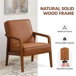 Yaheetech Dark Light Brown Upholstered Faux Leather Armchair