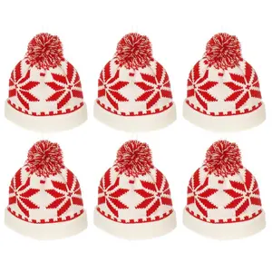 Snowflake Bobble Hat Tree Holiday Shaped Ornament (Set of 6) (Set of 6)