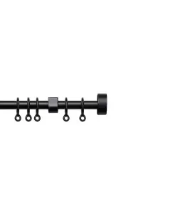 13 - 16mm   Stud End Metal Curtain Pole Set - Black