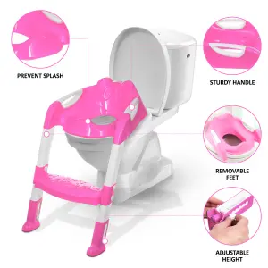 HILLINGTON Adjustable Pink Potty Seat with Step Stool for Toddlers