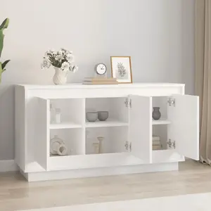 Alpen Home Sideboard Sonoma Oak 102X35x55 Cm Engineered Wood High Gloss White