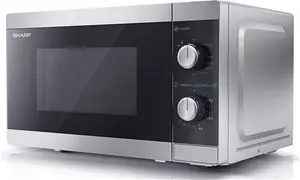 SHARP YC-MG01U-S Compact 20 Litre 800W Manual Control Microwave With 1000W Grill, 5 Power Levels, Defrost Function, LED Cavity Light - Silver