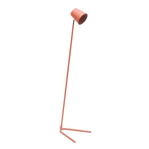 ValueLights Lark Coral Peach Metal Task Slimline Floor Lamp and LED Bulb