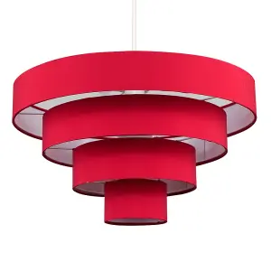 ValueLights Nevada Modern 4 Tier Red Fabric Ceiling Pendant Light Shade